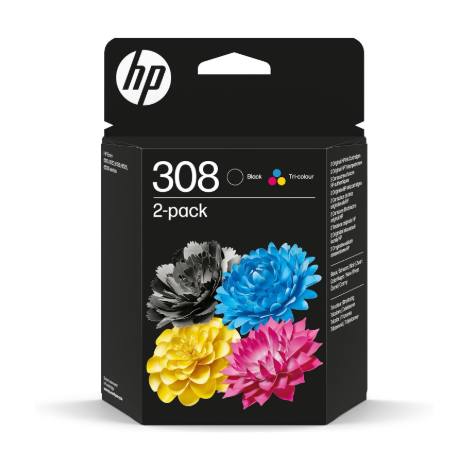 Multipack Cartucce ORIGINALI 6L6S6UE HP 308 BK + COLORE